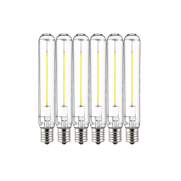 Sunlite LED Filament T6.5 Tubular Light Bulb 2W 25W Equiv 180 Lumens E17 Base NonDimmable ETL 2700K, 6PK 41072-SU - main